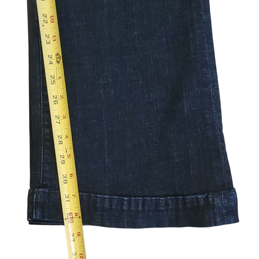 7 For All Mankind DOJO Dark Wash Flare Leg Jeans with Gold Studded Pockets Sz 30 - Picture 11 of 16
